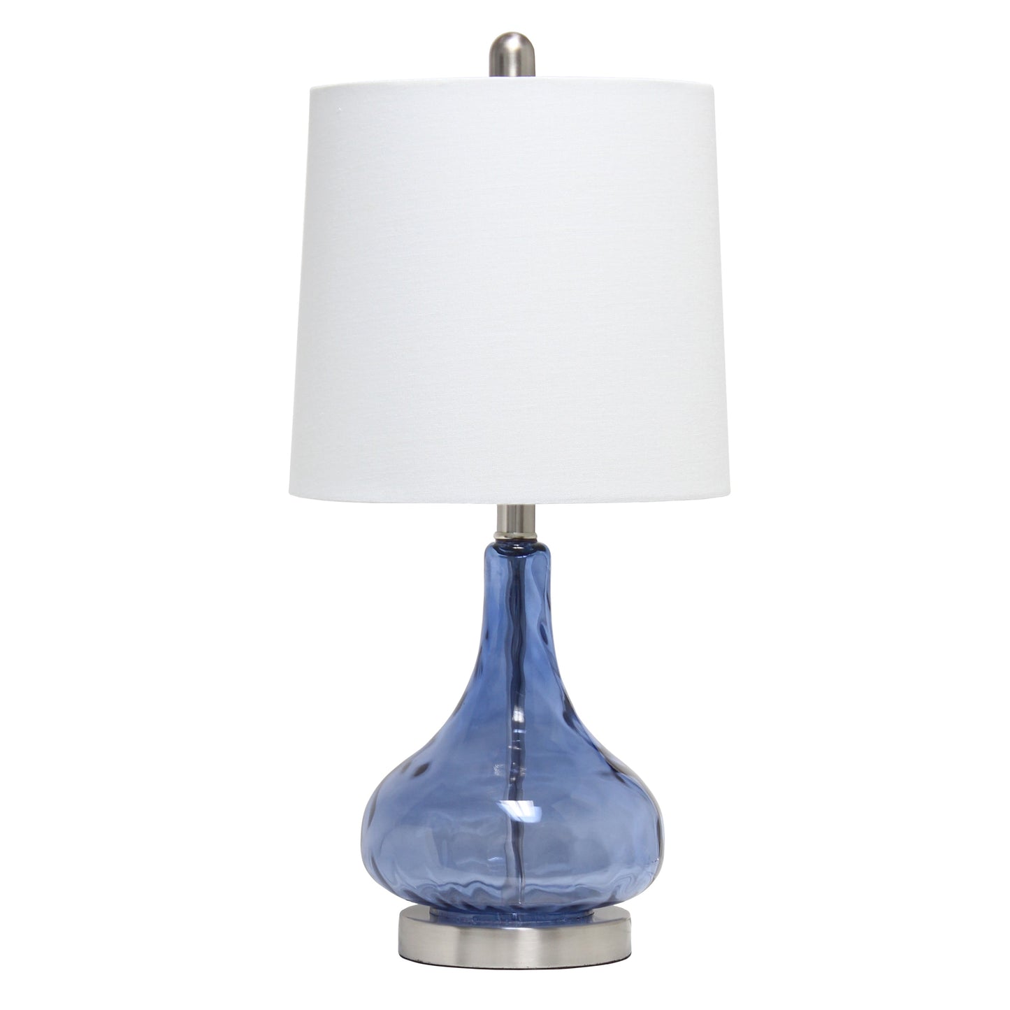 All The Rages Lalia Home 23" Dark Blue Rippled Colored Glass Table Lamp With White Fabric Shade