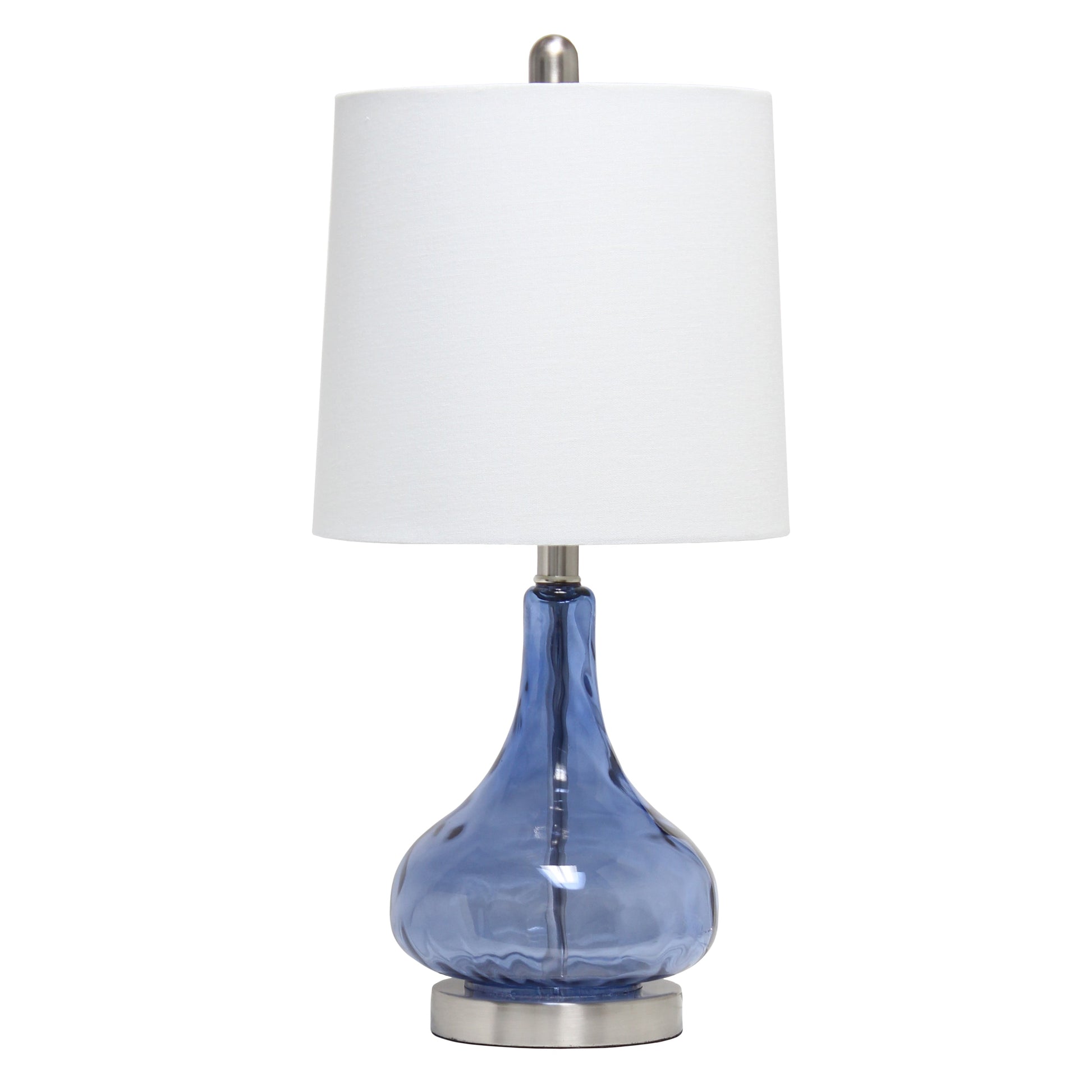 All The Rages Lalia Home 23" Dark Blue Rippled Colored Glass Table Lamp With White Fabric Shade
