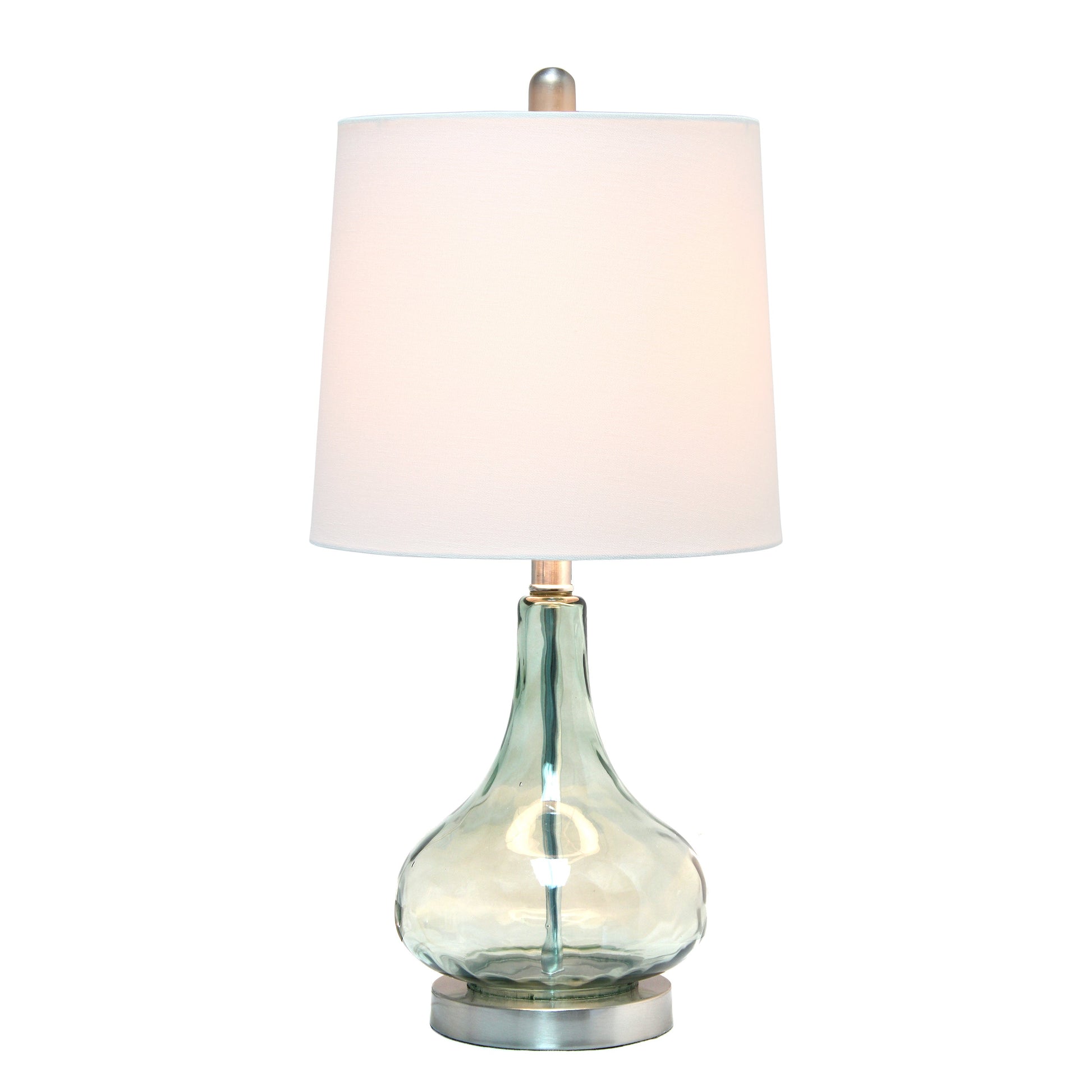 All The Rages Lalia Home 23" Green & Gray Sage Rippled Colored Glass Table Lamp With White Fabric Shade