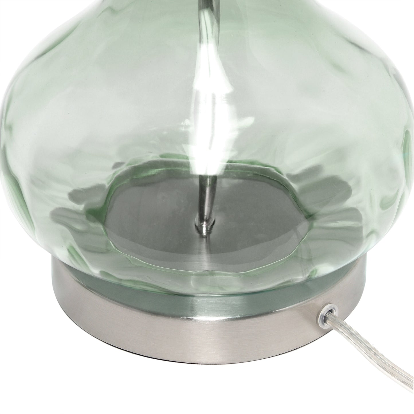 All The Rages Lalia Home 23" Green & Gray Sage Rippled Colored Glass Table Lamp With White Fabric Shade
