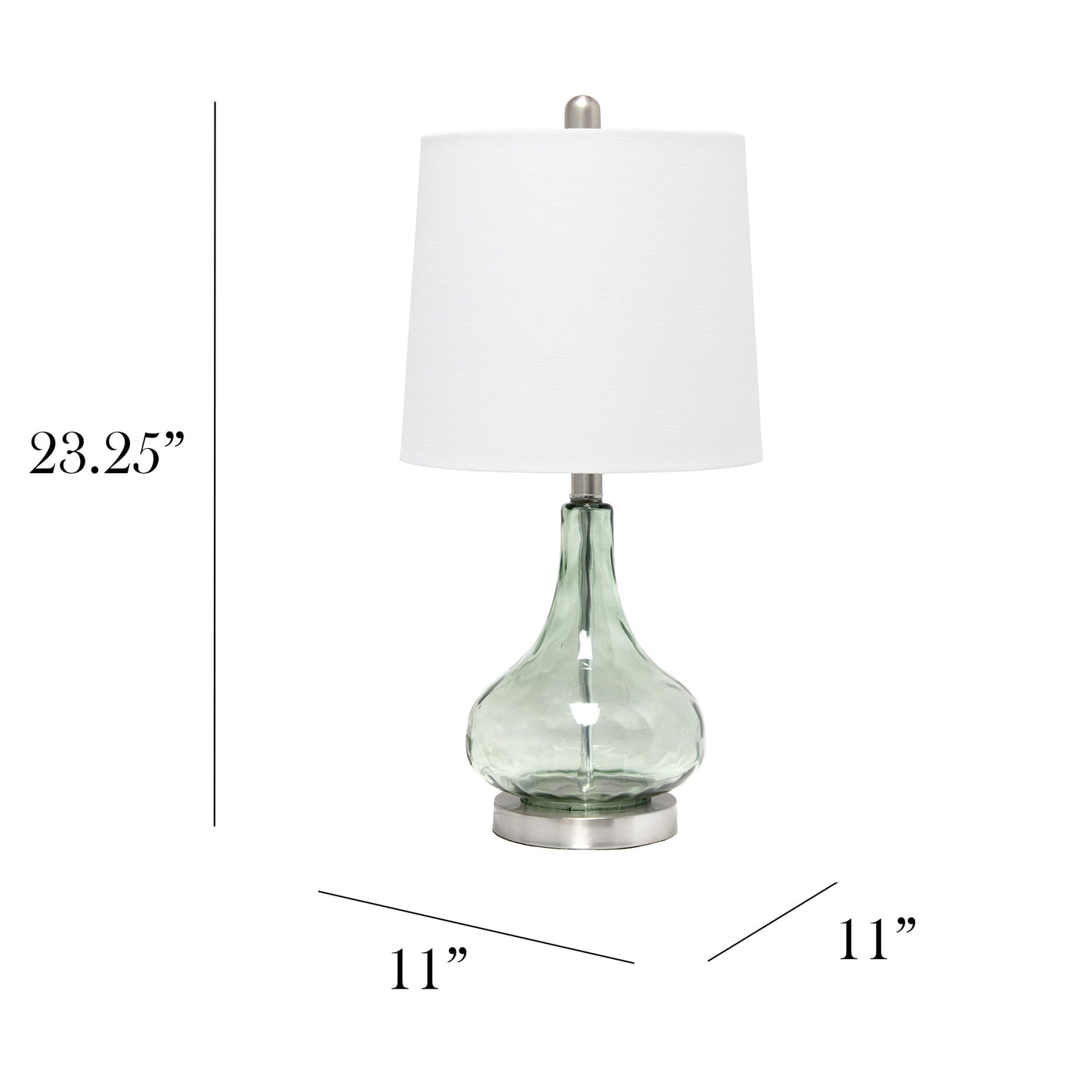 All The Rages Lalia Home 23" Green & Gray Sage Rippled Colored Glass Table Lamp With White Fabric Shade