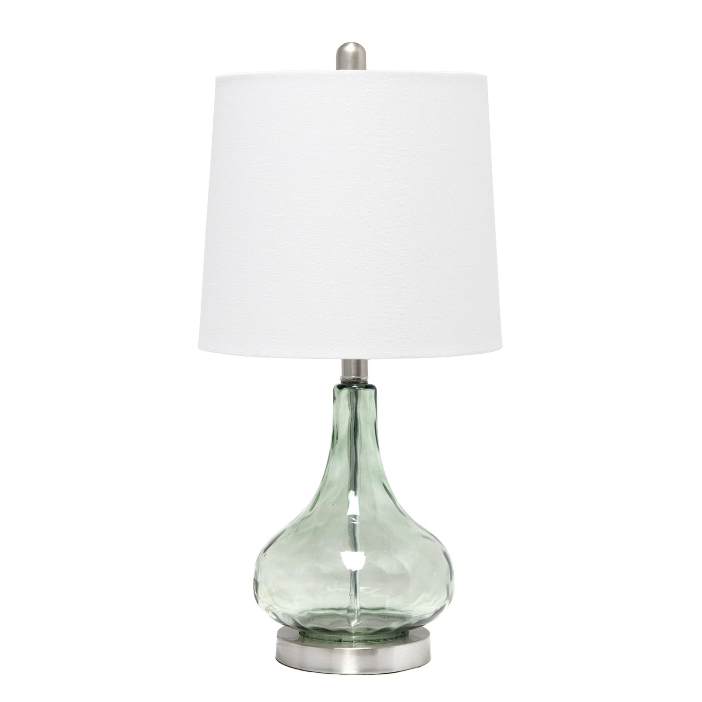 All The Rages Lalia Home 23" Green & Gray Sage Rippled Colored Glass Table Lamp With White Fabric Shade