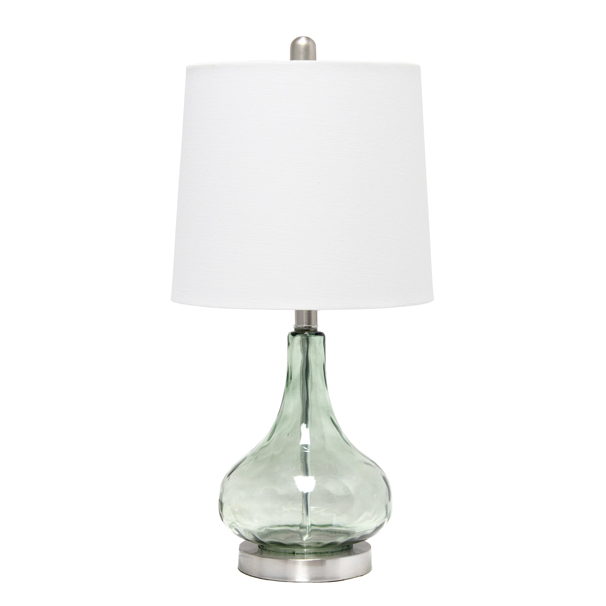 All The Rages Lalia Home 23" Green & Gray Sage Rippled Colored Glass Table Lamp With White Fabric Shade