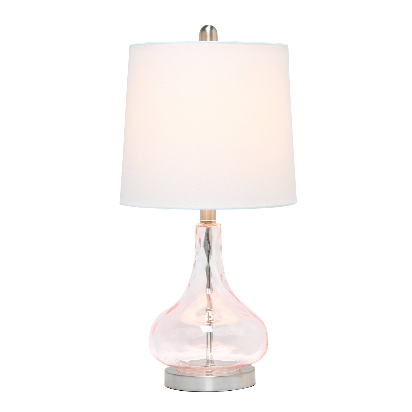 All The Rages Lalia Home 23" Pink Rose Quartz Rippled Colored Glass Table Lamp With White Fabric Shade