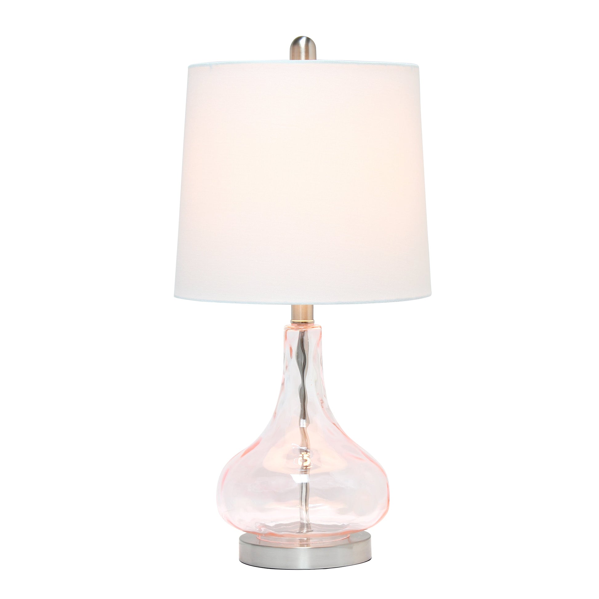 All The Rages Lalia Home 23" Pink Rose Quartz Rippled Colored Glass Table Lamp With White Fabric Shade