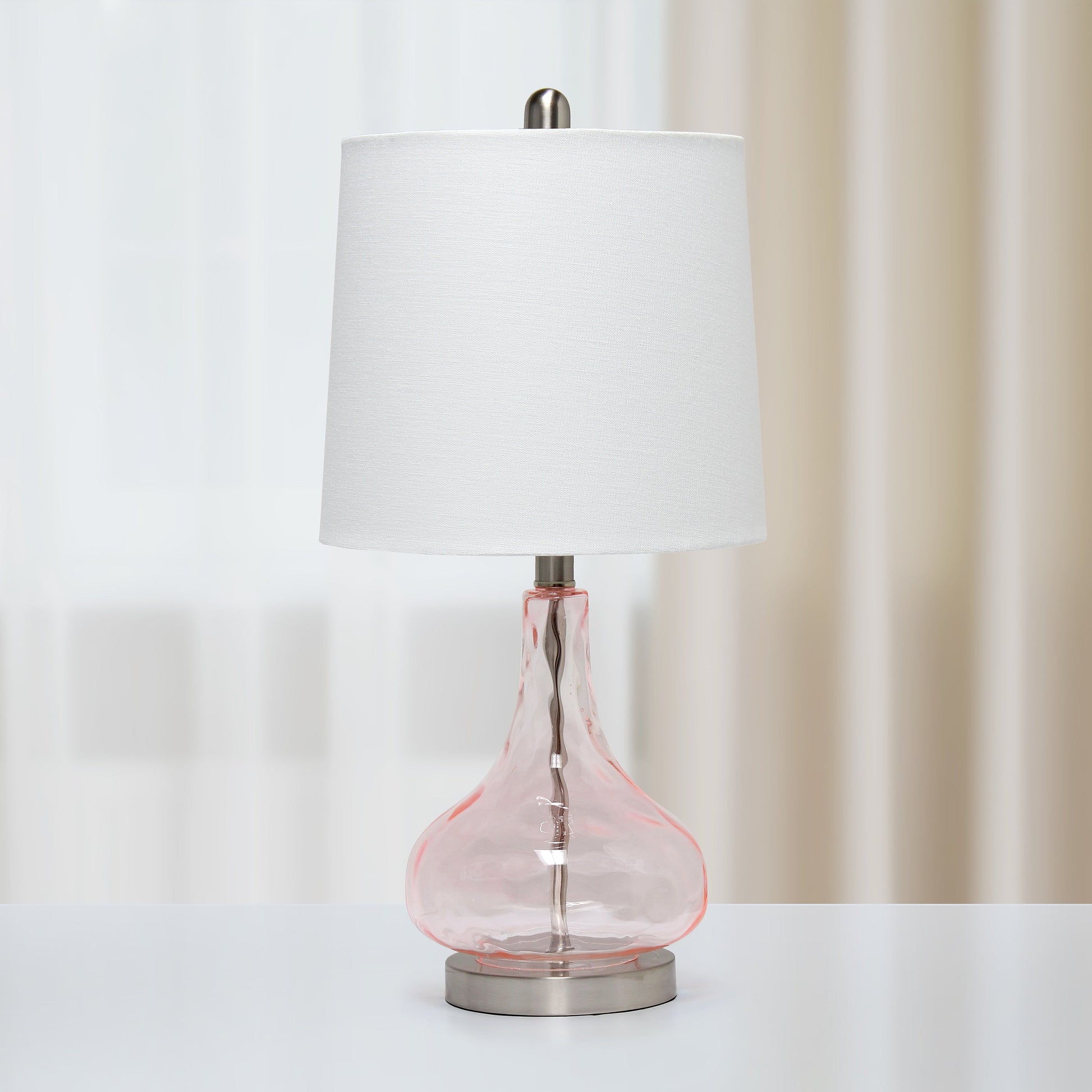 All The Rages Lalia Home 23" Pink Rose Quartz Rippled Colored Glass Table Lamp With White Fabric Shade