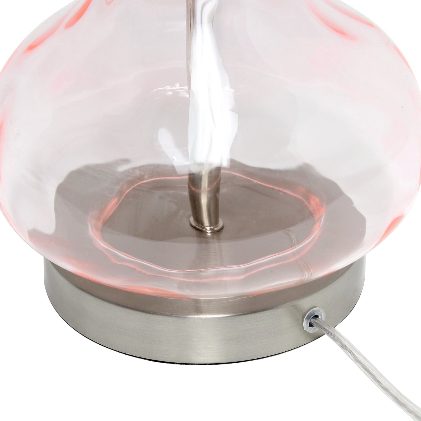 All The Rages Lalia Home 23" Pink Rose Quartz Rippled Colored Glass Table Lamp With White Fabric Shade
