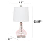 All The Rages Lalia Home 23" Pink Rose Quartz Rippled Colored Glass Table Lamp With White Fabric Shade