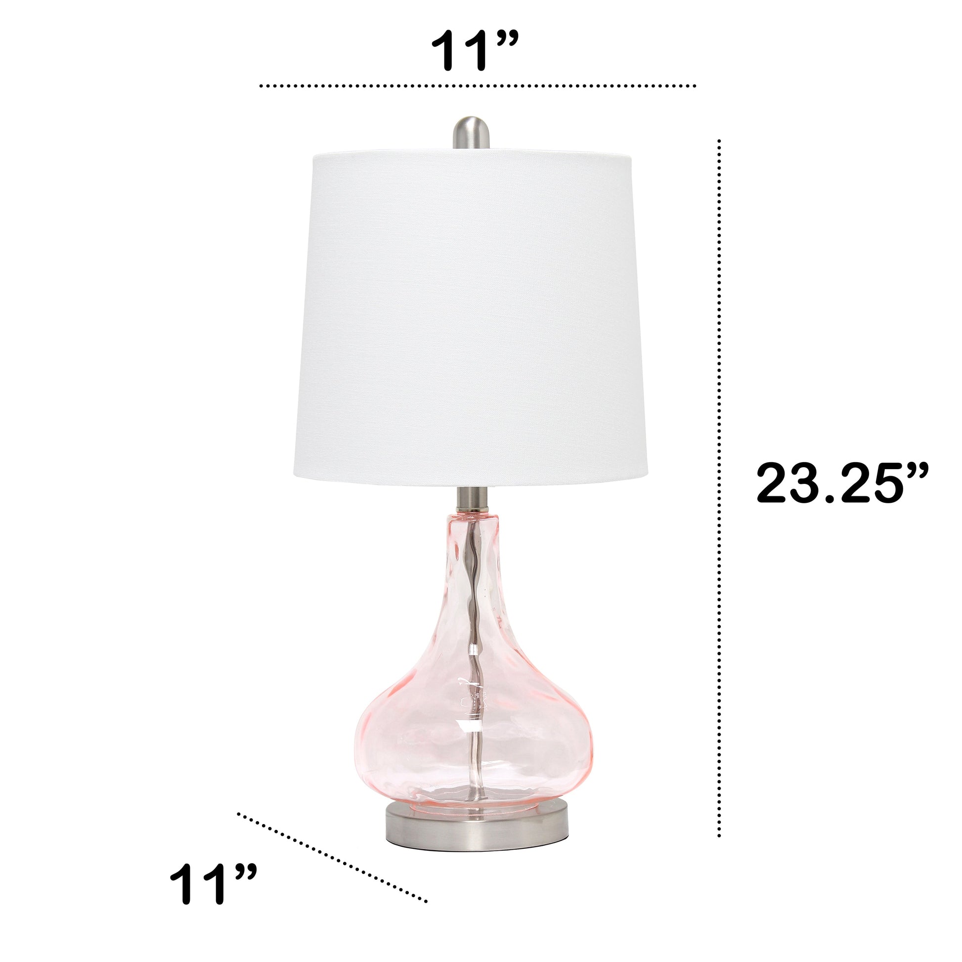 All The Rages Lalia Home 23" Pink Rose Quartz Rippled Colored Glass Table Lamp With White Fabric Shade