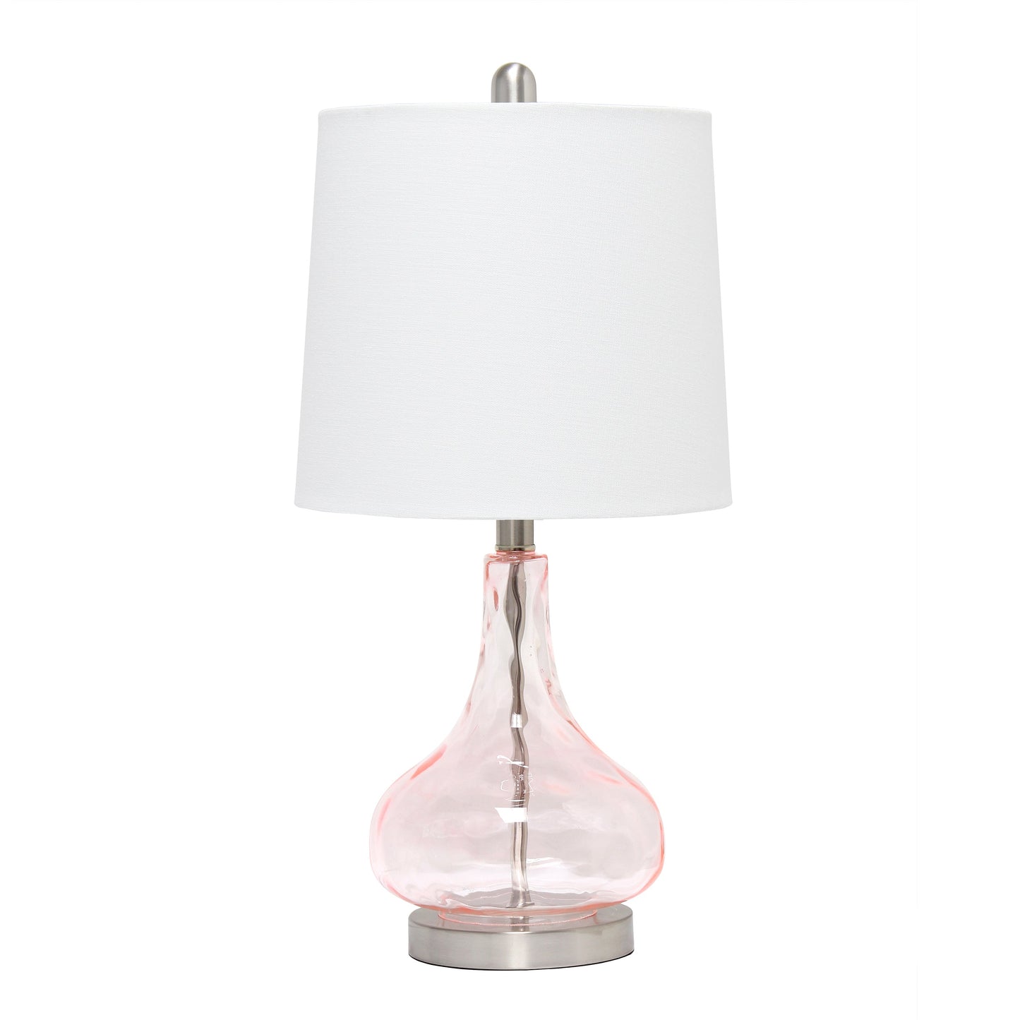 All The Rages Lalia Home 23" Pink Rose Quartz Rippled Colored Glass Table Lamp With White Fabric Shade