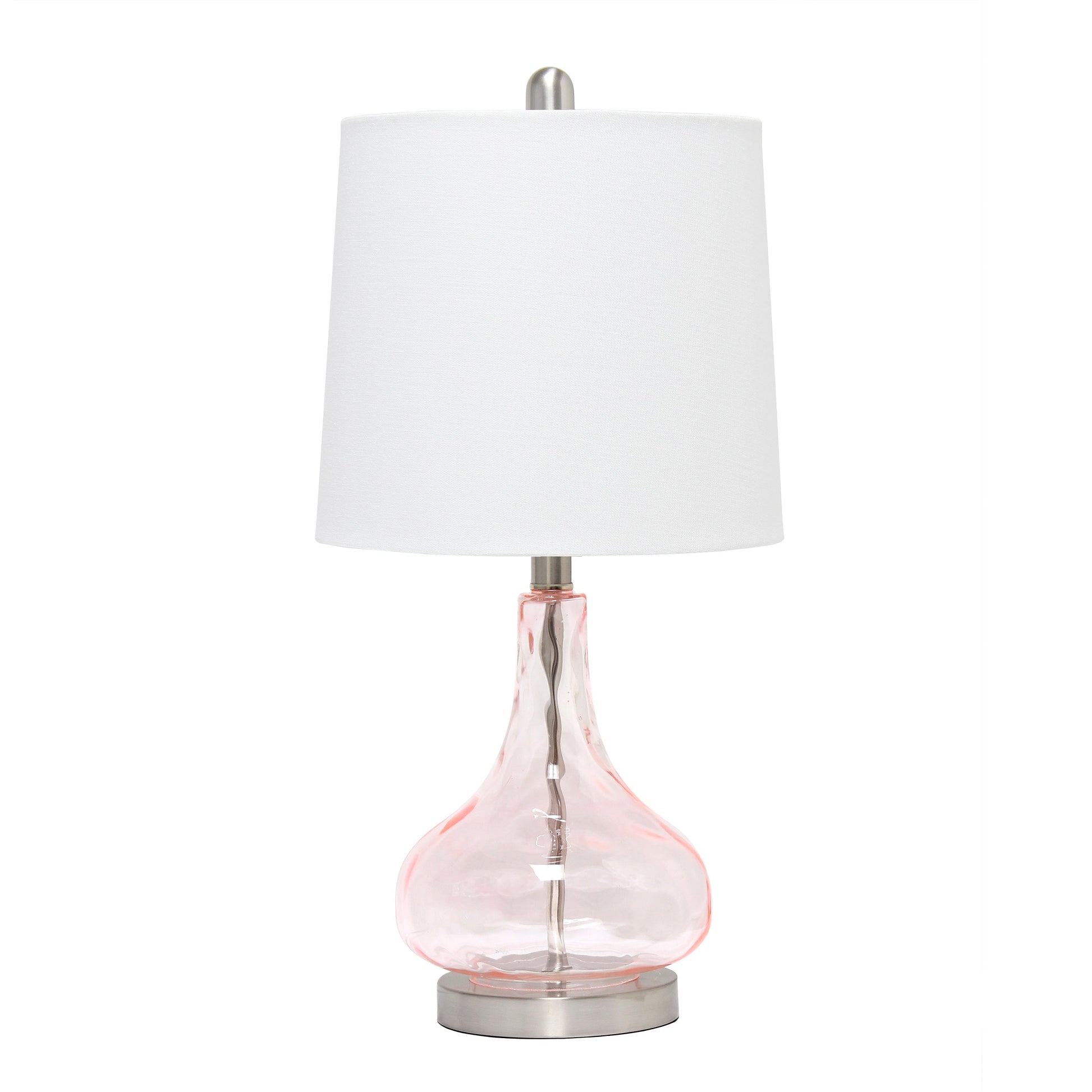 All The Rages Lalia Home 23" Pink Rose Quartz Rippled Colored Glass Table Lamp With White Fabric Shade