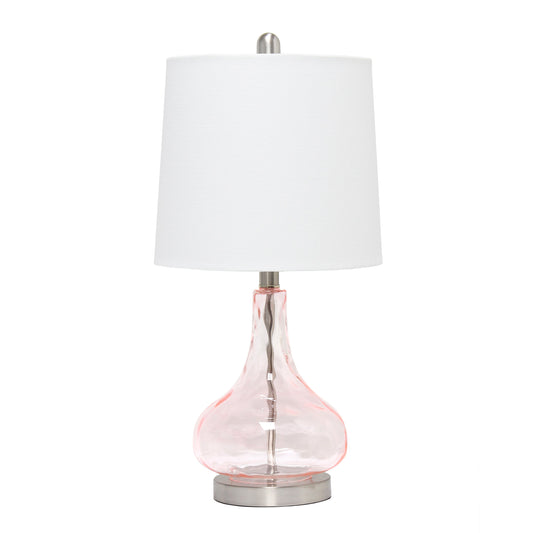 All The Rages Lalia Home 23" Pink Rose Quartz Rippled Colored Glass Table Lamp With White Fabric Shade