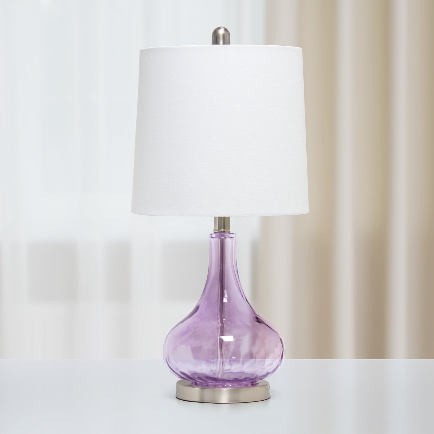 All The Rages Lalia Home 23" Purple Rippled Colored Glass Table Lamp With White Fabric Shade