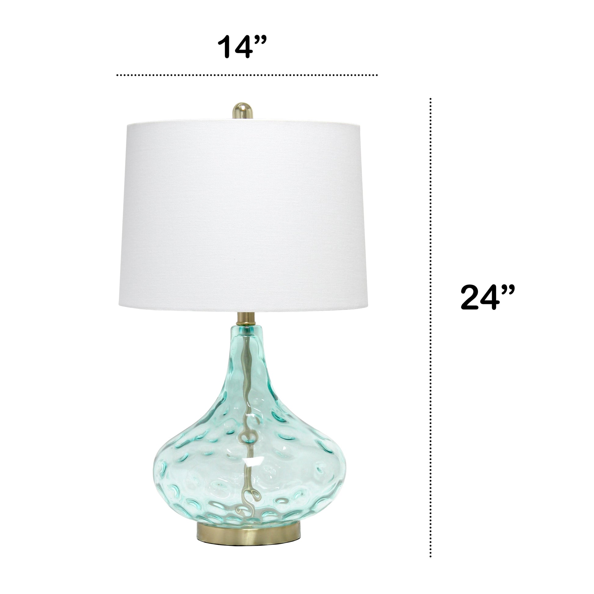 All The Rages Lalia Home 24" Blue Classix Contemporary Dimpled Colored Glass Table Lamp With White Linen Shade