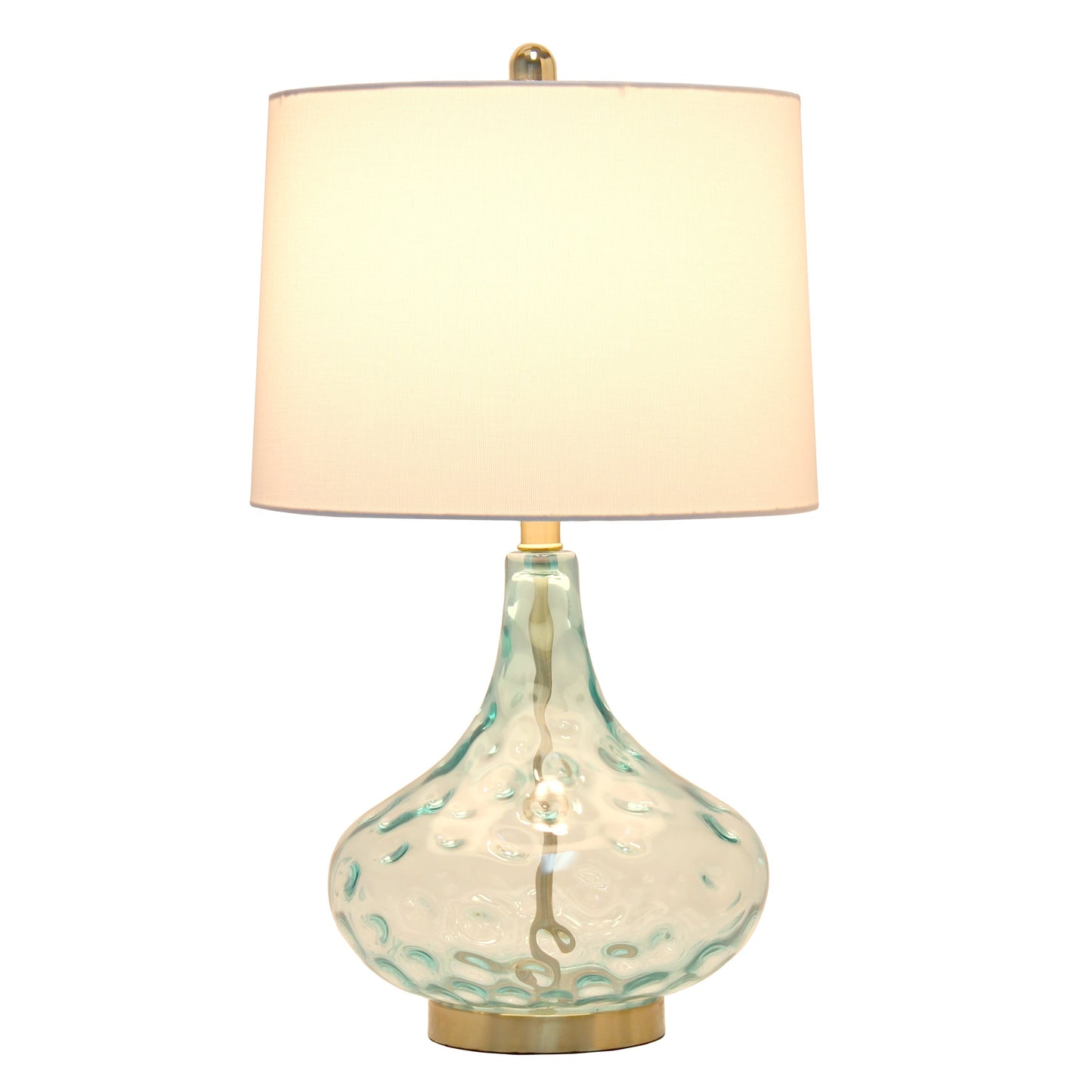 All The Rages Lalia Home 24" Blue Classix Contemporary Dimpled Colored Glass Table Lamp With White Linen Shade