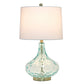 All The Rages Lalia Home 24" Blue Classix Contemporary Dimpled Colored Glass Table Lamp With White Linen Shade