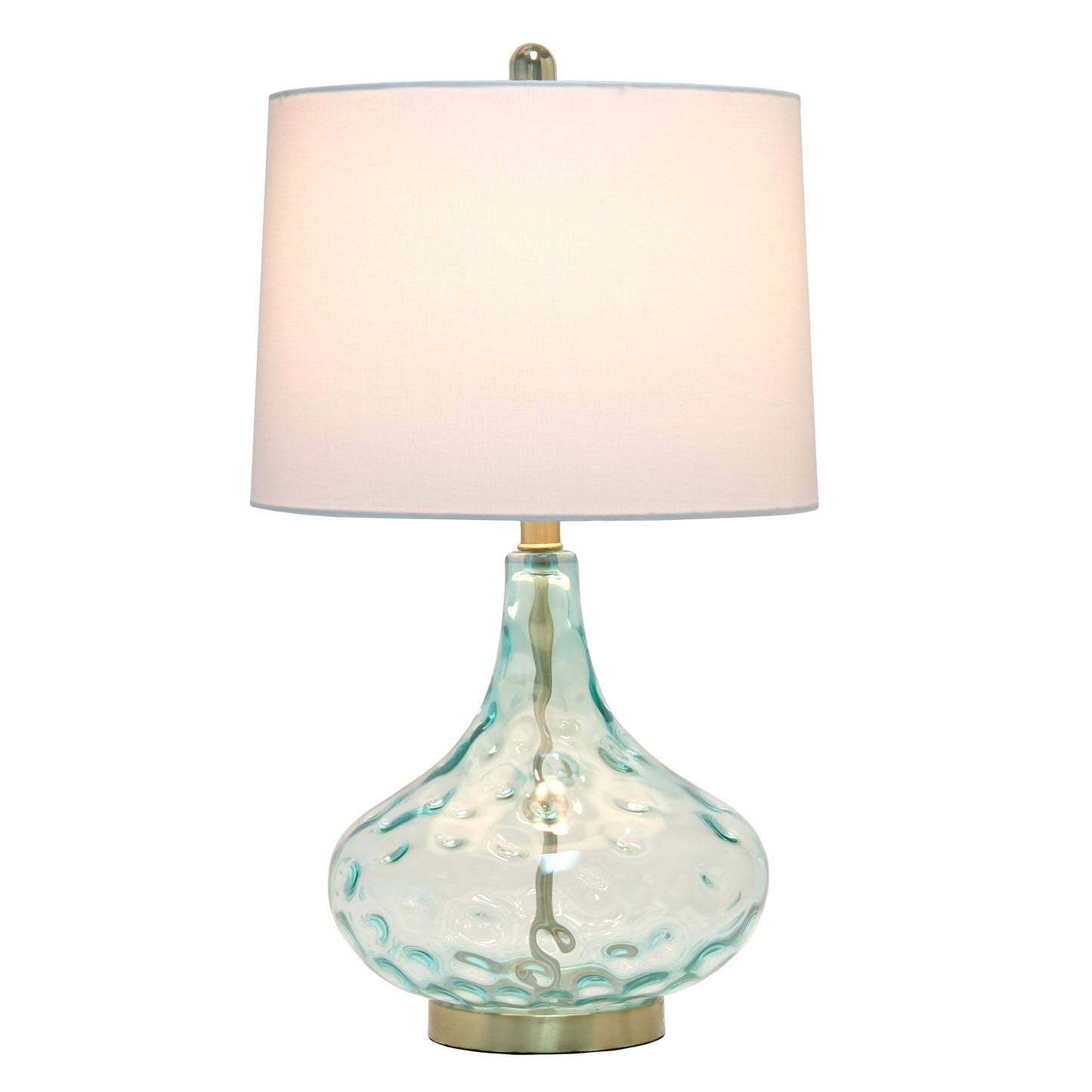 All The Rages Lalia Home 24" Blue Classix Contemporary Dimpled Colored Glass Table Lamp With White Linen Shade
