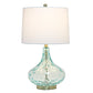 All The Rages Lalia Home 24" Blue Classix Contemporary Dimpled Colored Glass Table Lamp With White Linen Shade