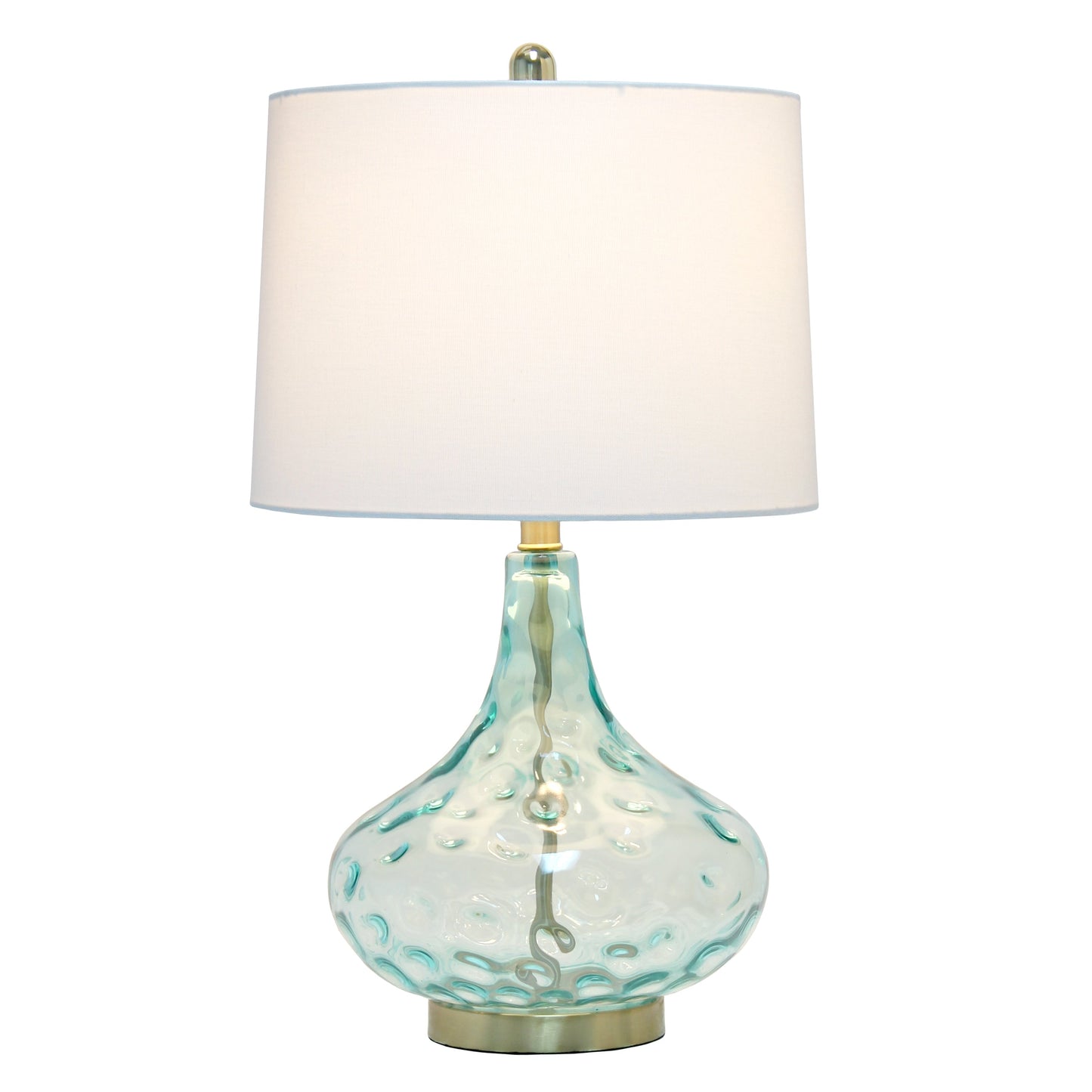 All The Rages Lalia Home 24" Blue Classix Contemporary Dimpled Colored Glass Table Lamp With White Linen Shade