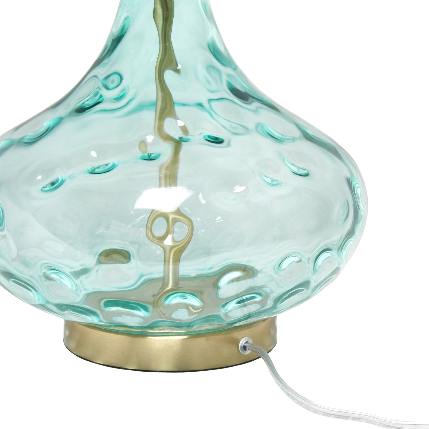 All The Rages Lalia Home 24" Blue Classix Contemporary Dimpled Colored Glass Table Lamp With White Linen Shade