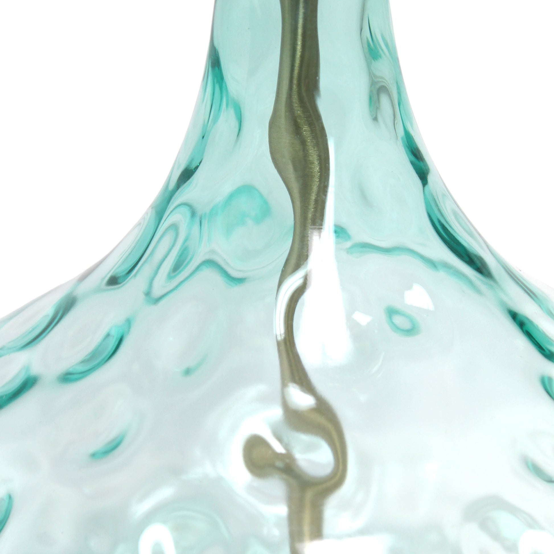 All The Rages Lalia Home 24" Blue Classix Contemporary Dimpled Colored Glass Table Lamp With White Linen Shade