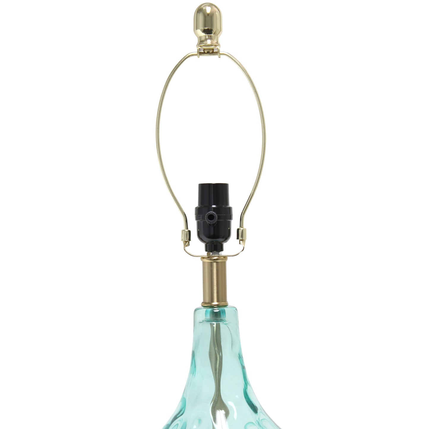 All The Rages Lalia Home 24" Blue Classix Contemporary Dimpled Colored Glass Table Lamp With White Linen Shade