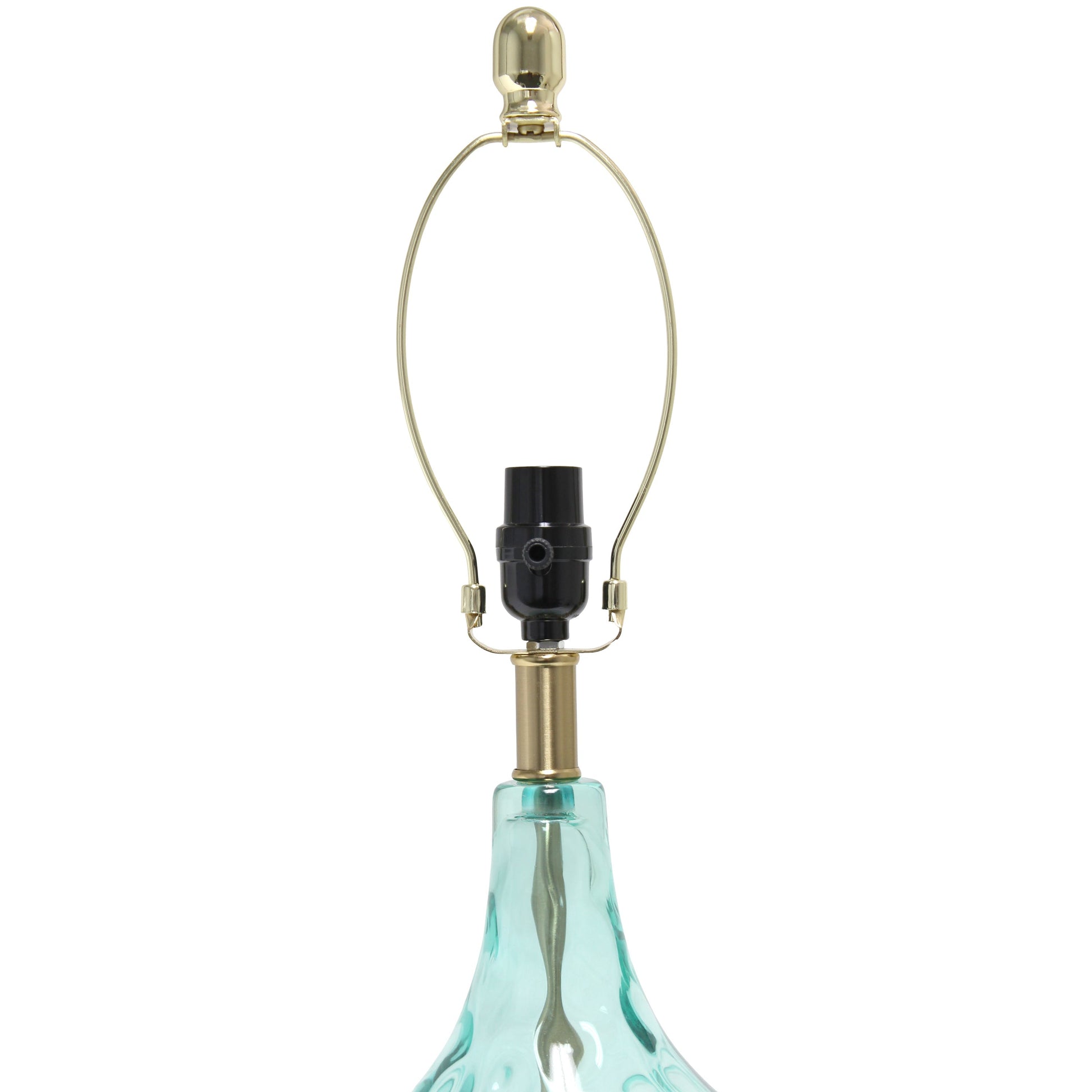 All The Rages Lalia Home 24" Blue Classix Contemporary Dimpled Colored Glass Table Lamp With White Linen Shade