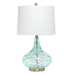All The Rages Lalia Home 24" Blue Classix Contemporary Dimpled Colored Glass Table Lamp With White Linen Shade