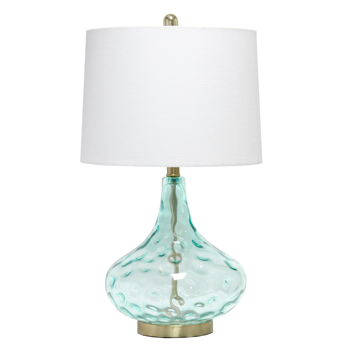 All The Rages Lalia Home 24" Blue Classix Contemporary Dimpled Colored Glass Table Lamp With White Linen Shade