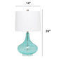 All The Rages Lalia Home 24" Blue Classix Contemporary Wavy Colored Glass Table Lamp With White Linen Shade