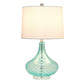 All The Rages Lalia Home 24" Blue Classix Contemporary Wavy Colored Glass Table Lamp With White Linen Shade