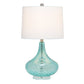 All The Rages Lalia Home 24" Blue Classix Contemporary Wavy Colored Glass Table Lamp With White Linen Shade