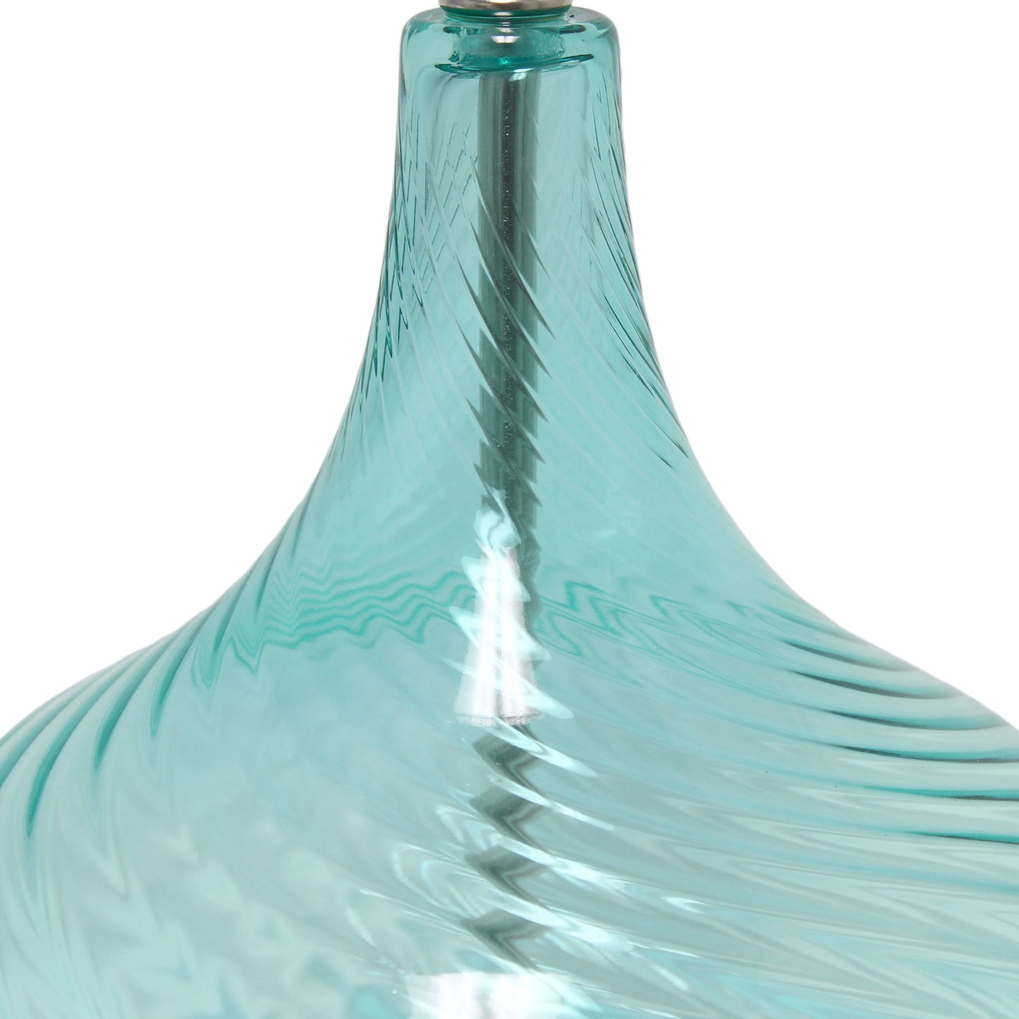 All The Rages Lalia Home 24" Blue Classix Contemporary Wavy Colored Glass Table Lamp With White Linen Shade