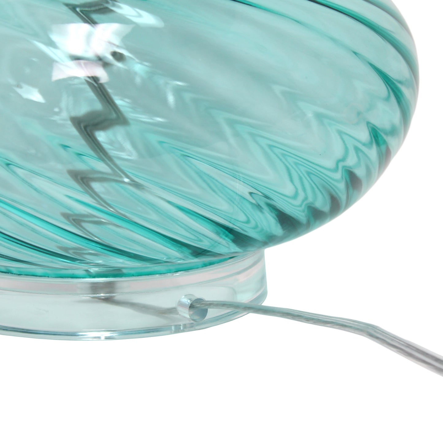 All The Rages Lalia Home 24" Blue Classix Contemporary Wavy Colored Glass Table Lamp With White Linen Shade