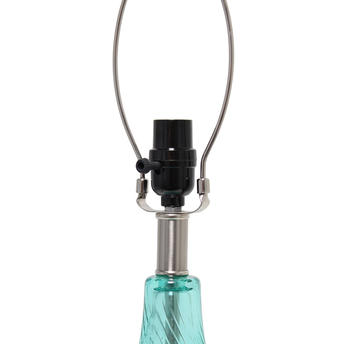 All The Rages Lalia Home 24" Blue Classix Contemporary Wavy Colored Glass Table Lamp With White Linen Shade