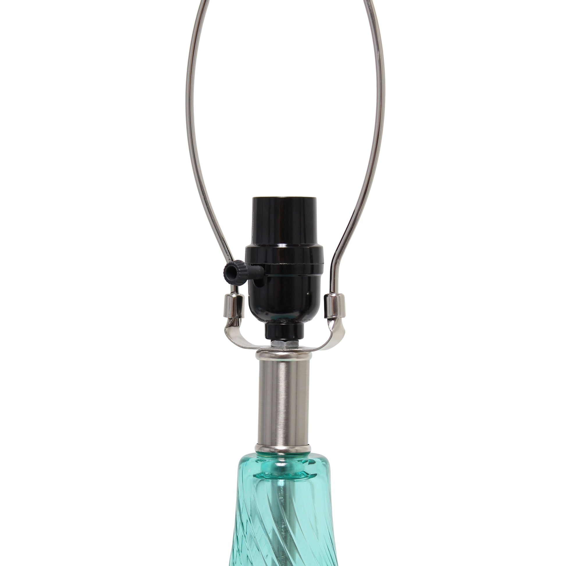 All The Rages Lalia Home 24" Blue Classix Contemporary Wavy Colored Glass Table Lamp With White Linen Shade
