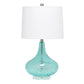 All The Rages Lalia Home 24" Blue Classix Contemporary Wavy Colored Glass Table Lamp With White Linen Shade
