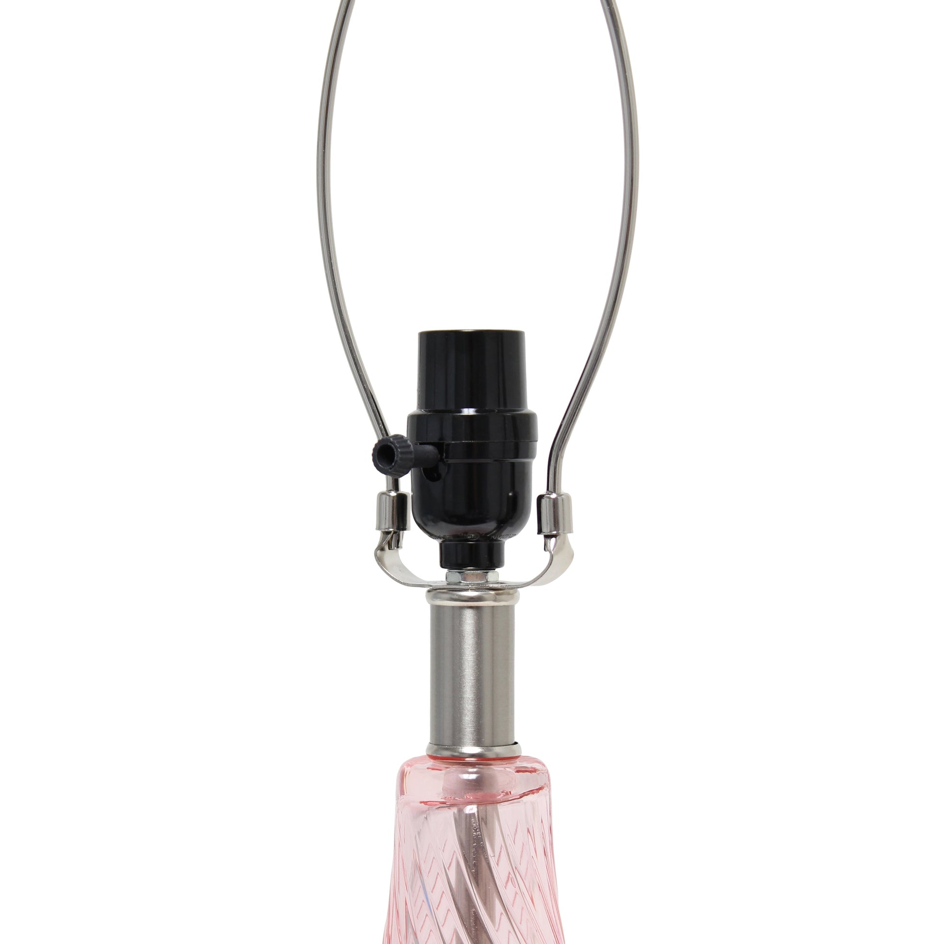 All The Rages Lalia Home 24" Pink Classix Contemporary Wavy Colored Glass Table Lamp With White Linen Shade