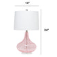 All The Rages Lalia Home 24" Pink Classix Contemporary Wavy Colored Glass Table Lamp With White Linen Shade