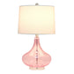 All The Rages Lalia Home 24" Pink Classix Contemporary Wavy Colored Glass Table Lamp With White Linen Shade