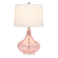 All The Rages Lalia Home 24" Pink Classix Contemporary Wavy Colored Glass Table Lamp With White Linen Shade