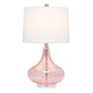 All The Rages Lalia Home 24" Pink Classix Contemporary Wavy Colored Glass Table Lamp With White Linen Shade