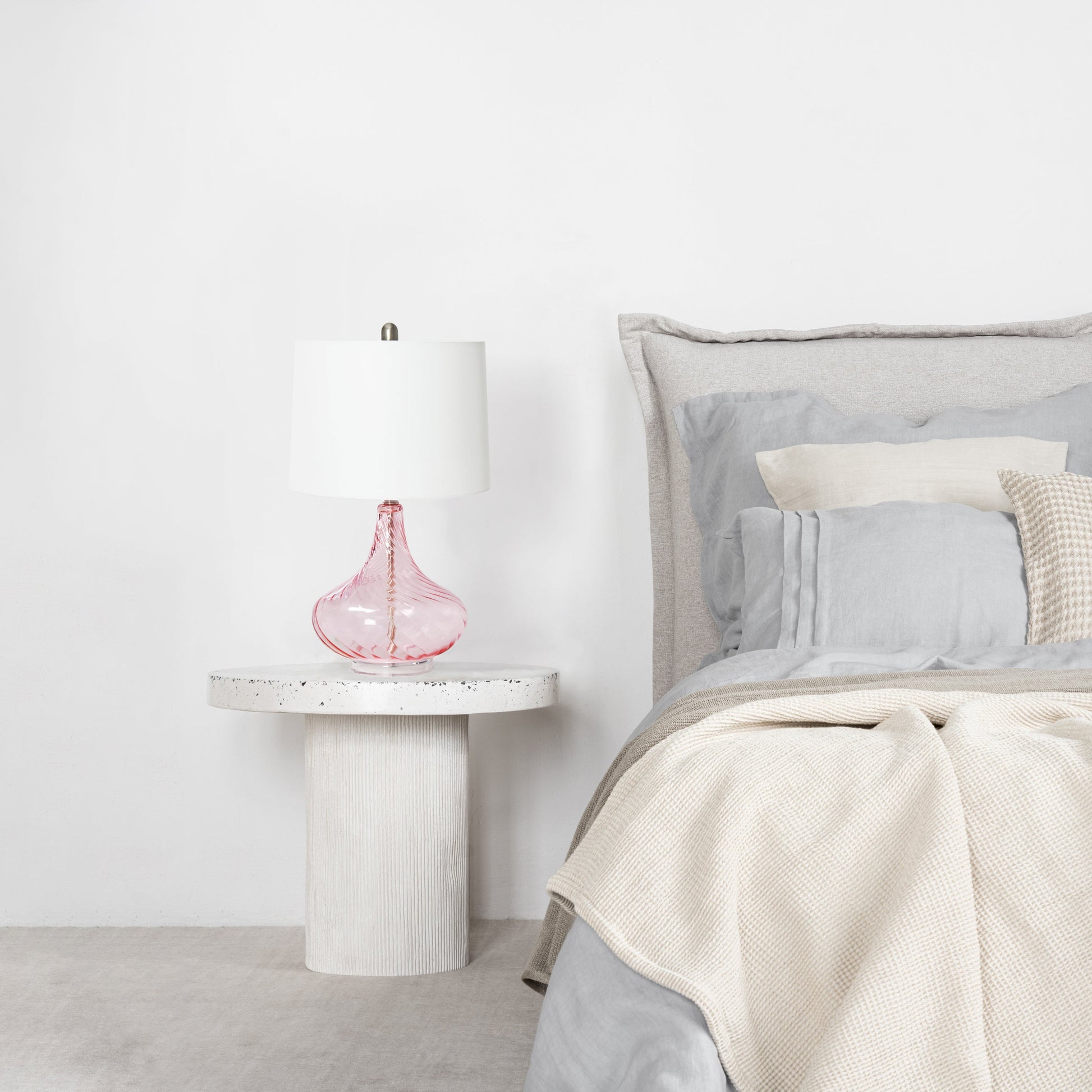 All The Rages Lalia Home 24" Pink Classix Contemporary Wavy Colored Glass Table Lamp With White Linen Shade