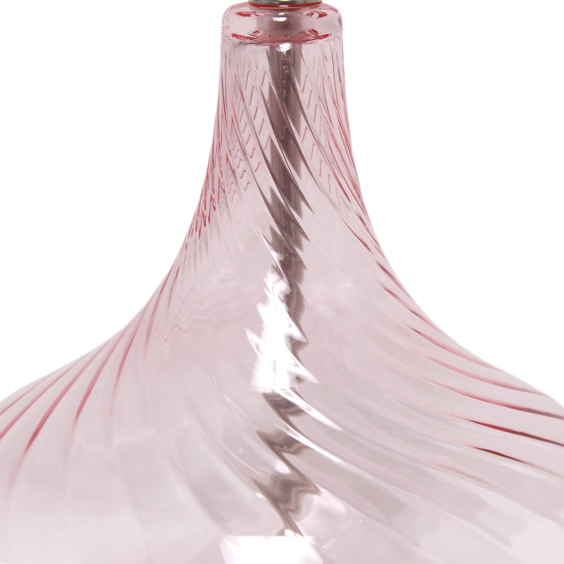 All The Rages Lalia Home 24" Pink Classix Contemporary Wavy Colored Glass Table Lamp With White Linen Shade