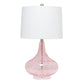 All The Rages Lalia Home 24" Pink Classix Contemporary Wavy Colored Glass Table Lamp With White Linen Shade