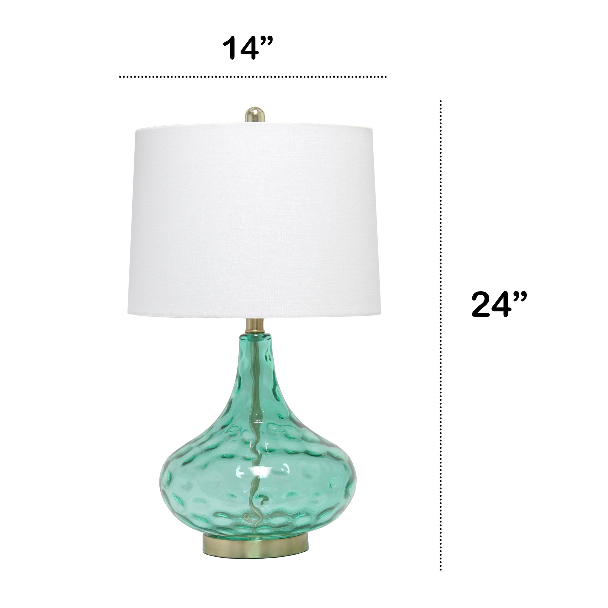 All The Rages Lalia Home 24" Seafoam Green Classix Contemporary Dimpled Colored Glass Table Lamp With White Linen Shade