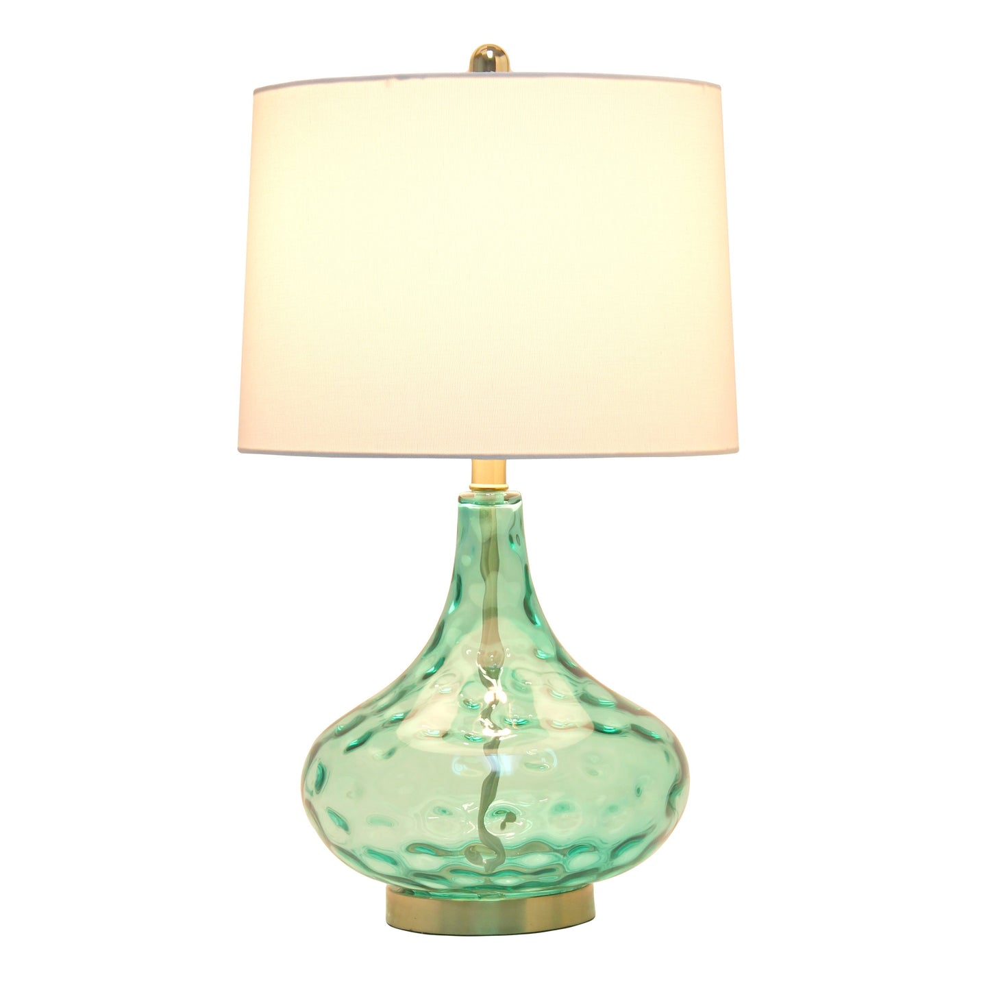 All The Rages Lalia Home 24" Seafoam Green Classix Contemporary Dimpled Colored Glass Table Lamp With White Linen Shade
