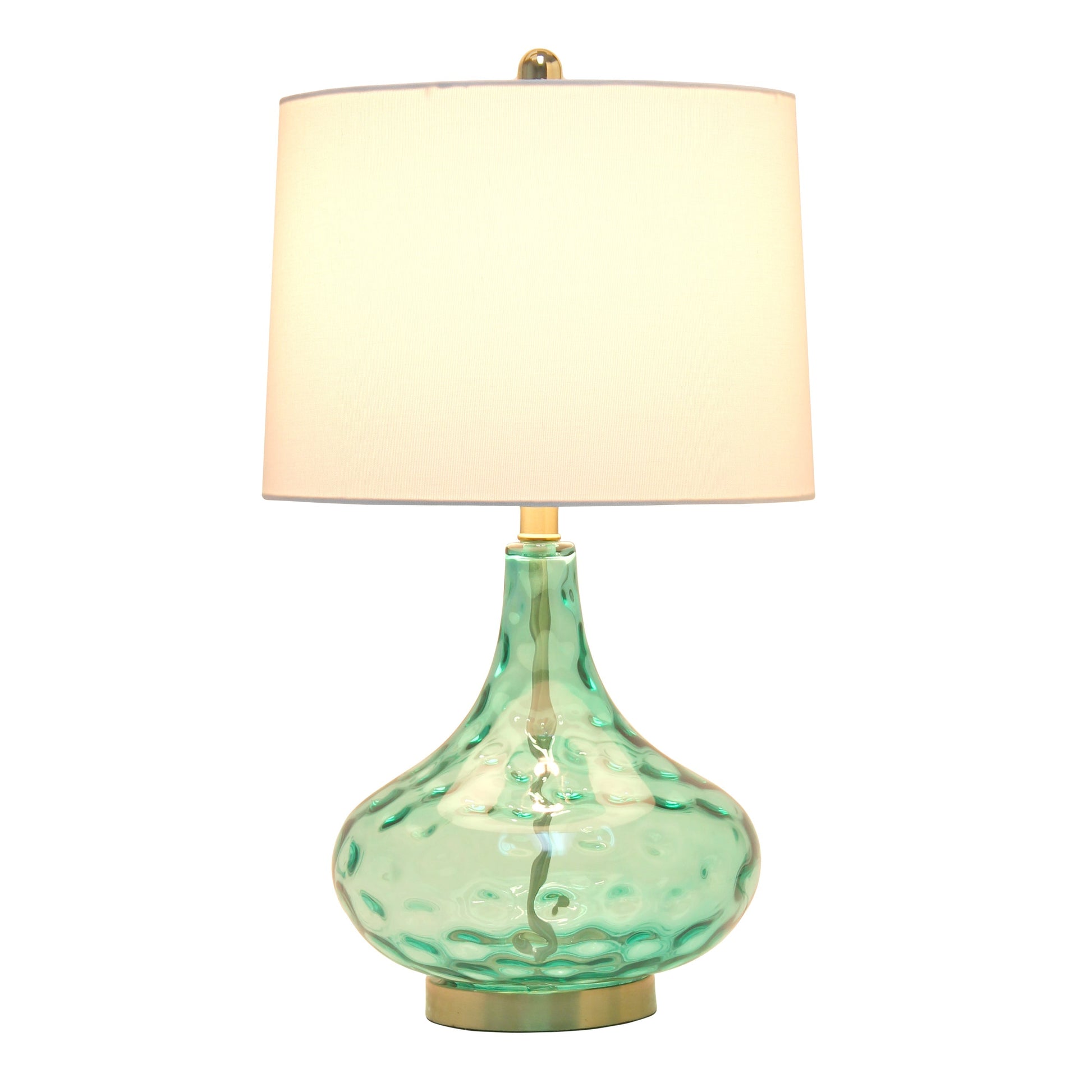 All The Rages Lalia Home 24" Seafoam Green Classix Contemporary Dimpled Colored Glass Table Lamp With White Linen Shade