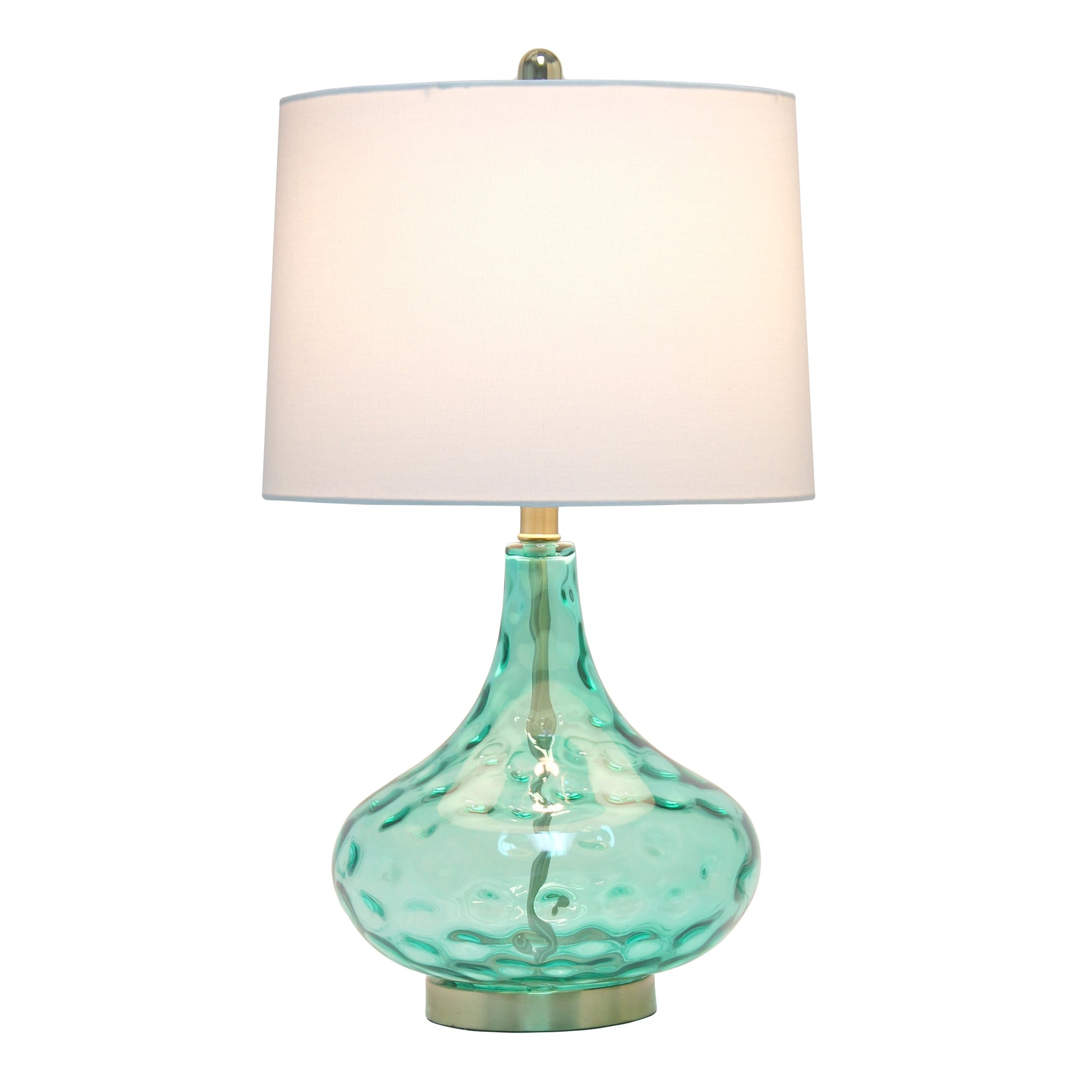 All The Rages Lalia Home 24" Seafoam Green Classix Contemporary Dimpled Colored Glass Table Lamp With White Linen Shade