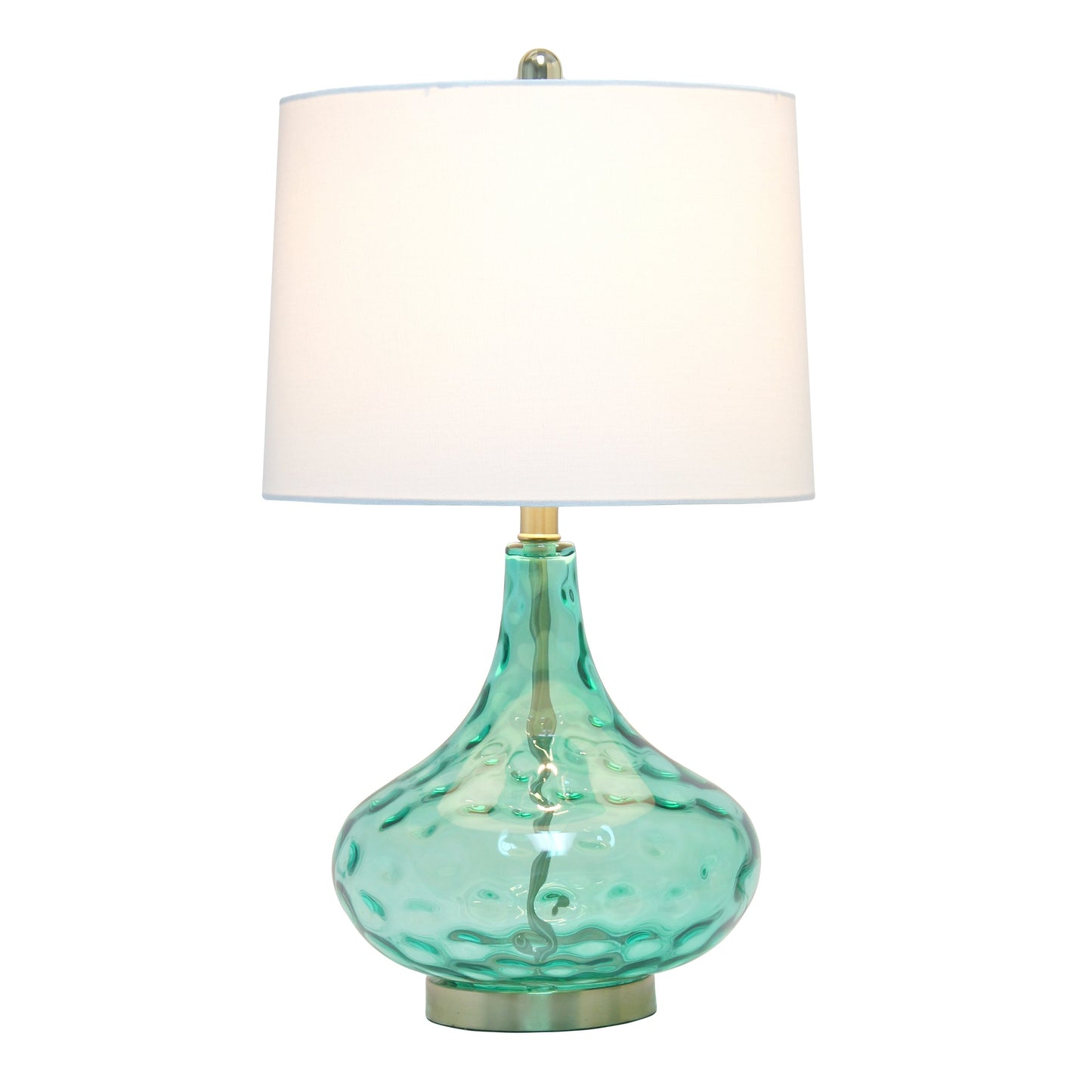 All The Rages Lalia Home 24" Seafoam Green Classix Contemporary Dimpled Colored Glass Table Lamp With White Linen Shade